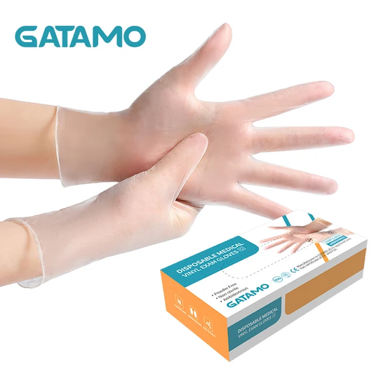 Gatamo Clear Cheap PVC Nitrile Gloves - Exam Grade, Powder Free (6Mil), 10 Box