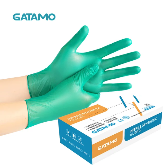 Gatamo Green Nitrile Gloves - Exam Grade, Powder Free (6Mil), 10 Box