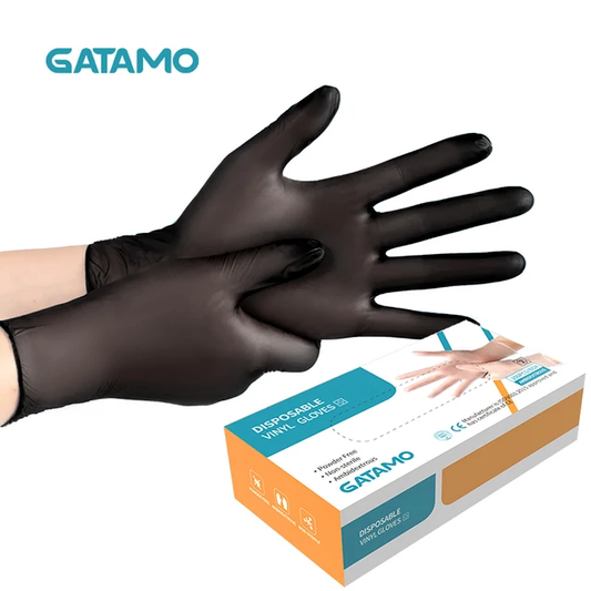 Gatamo Black Nitrile Gloves - Exam Grade, Powder Free (4 Mil), 10 Box